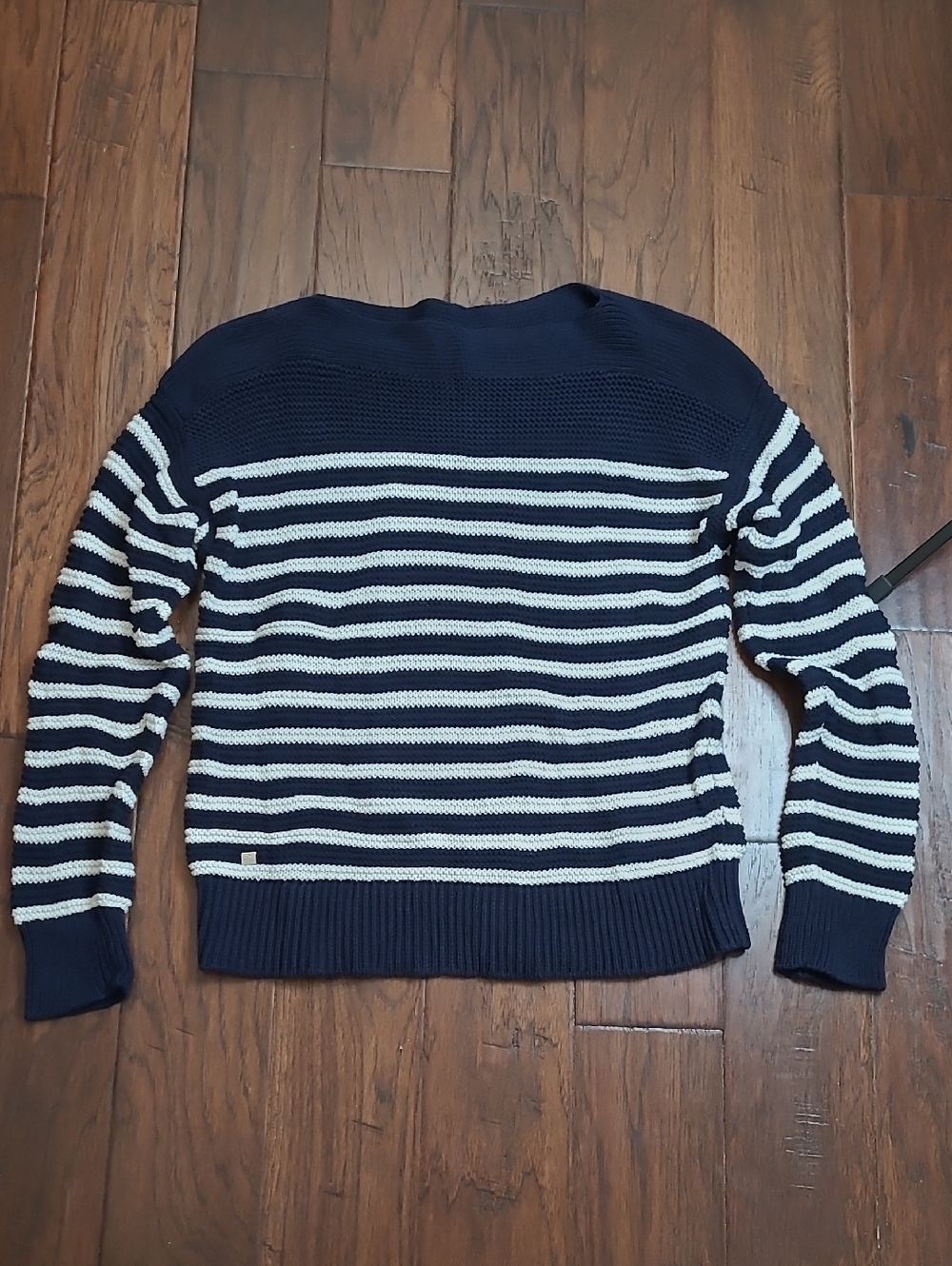 Lauren Ralph Lauren Navy Blue & White Striped Crewneck Sweater size Large